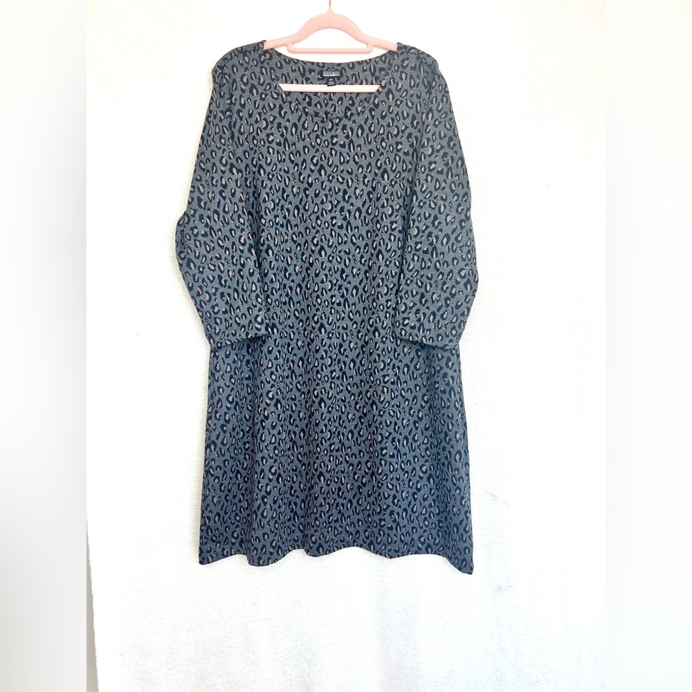 Nicole Miller Leopard Print Long Sleeve Dress